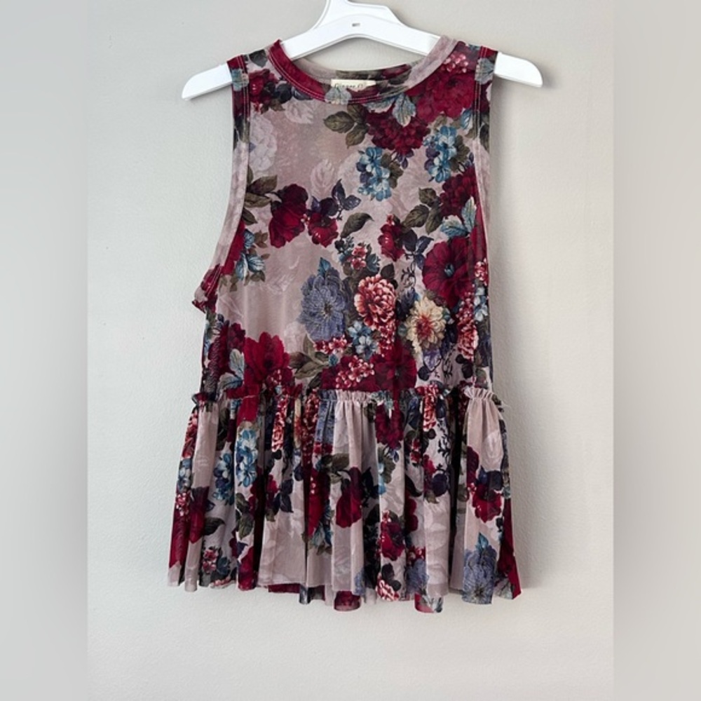 Ginger G Floral A-Line Skirt in Red and Blue